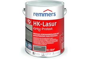 Remmers HK-Lasur Grey-Protect graphitgrau, 5 Liter, Holzlasur für Vergrauung außen, 3 Holzschutz Produkte in einem, Feuchtigkeit- und UV-Schutz