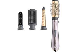 BaByliss Brosse soufflante Air Style 1000 - Brosse soufflante Tout en Un : séchage, volume, lissage et boucles, Technologie ionique Anti-Frisottis , 4 Accessoires, Cuivre/Gris, AS136E