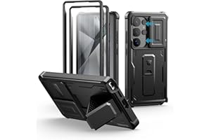 Dexnor Compatible con Funda Samsung Galaxy S25 Ultra,con Tapa Protectora Deslizante de Cámara & Protector de Pantalla & Stent, Reforzada Antisísmica Cubierta Protectora Carcasa Case - Negro