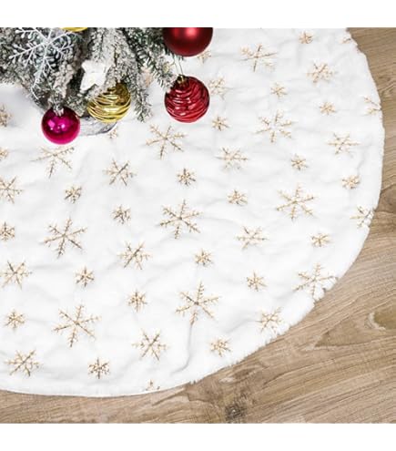 SKYYUE Gonna Albero Di Natale Bianco, 115cm Tappeto Albero Di