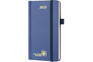 POPRUN Agenda Settimanale 2025 Piccola 16,5 x 9 cm, Copertina Rigida, Planner 2025 Tascabile con Nastro Segnalibro, Carta Spessa da 80 GSM, Blu Marino