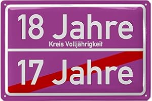 LANOLU Blaszana tabliczka w stylu retro tabliczka z miejscem na 18. urodziny dziewczynki - alternatywa dla kartek urodzinowych 18 lat - prezenty na 18 urodziny i dekoracja urodzinowa, 20 x 30 cm