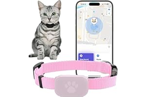 REGAPOG Chat Tracker,Collier GPS Chat,Traceur GPS Chat,pour Compatible avec iOS/Android Localisation en Temps RéEl, éTanche, Batterie Longue DuréE (Rose)