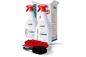 IPONE - Pack Entretien Nettoyage Complet Moto - Cleaning kit - Nettoyant Multi Surfaces Moto Wash 1L + Dégraissant Surpuissant Jantes Wheel Cleaner 1L + Gant Lavage Microfibre + Brosse Jante