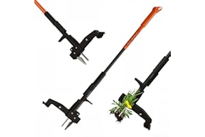 TohieVogh 92-115CM Weed Remover Tool with Adjustable Length, Stand up Weed Puller Root Remover with 4 Claws, Heavy Duty Weeder Tool for Garden Yard Lawn, Weeding Tool for Dandelion, Orange