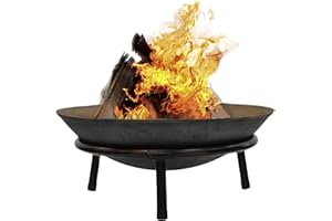 Rammento 50cm Large Cast Iron Fire Pit - Garden Patio Heater for Wood Logs and Charcoal Burning - Outdoor Garden Fire Bowl Brazier for Warmth and Ambiance