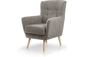 SUEÑOS ZZZ SUENOSZZZ-ESPECIALISTAS DEL DESCANSO Butaca nórdica Izan de una Plaza, sillón tapizado en Tela Antimanchas Color Gris