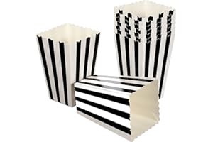 TOYMYTOY Popcorn-Kästen, Süßigkeit-Behälter-Papierstreifen-Kasten für Film-Partei-Bevorzugung, 24pcsBlack