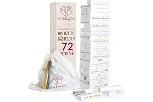 WeddingTree Libro Ospiti Matrimonio Come Torre Traballante - con 72 Blocchi, Borsa di Custodia e 3 Marker Metallizzati - Libro degli Ospiti Matrimonio - Regali per Ospiti Matrimonio Libri