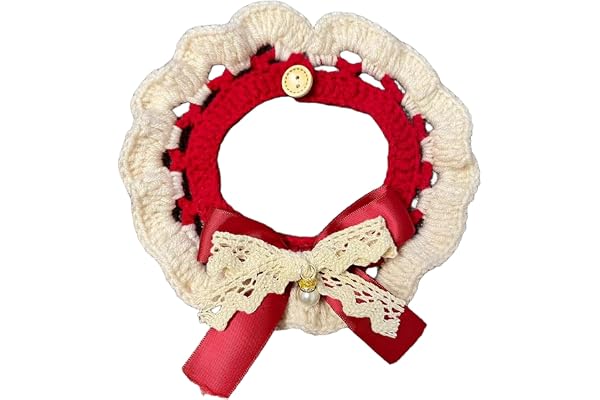 Knitted Cats Collar, Soft Kitten Collar with Bowknot, Adjustable Cat Bandana Collar for Holiday Celebrations, Kitten Collar, Outdoor Walks, Pet Photography