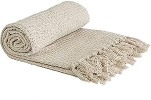 Emma Barclay Honeycomb Waffle Recycled Cotton Throw Navy Manta, Algodón, Crema, 70x100 (178x254cm)