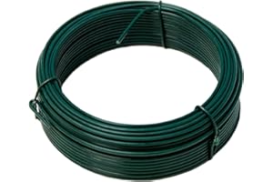 NIEDERBERG METALL rollo de Alambre recubierto de PVC 25 m de largo metal protegido por una envoltura de plástico verde | Diámetro Ø2mm | Verde