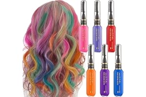 Sitovely 6PCS Instant Hair Colour Dye Temporary Hair Mascara, Haarkreidekamm Temporäre Haarfarbe für Mädchen, Washable Rainbow Hair Chalk for Birthday Cosplay DIY (A, M)