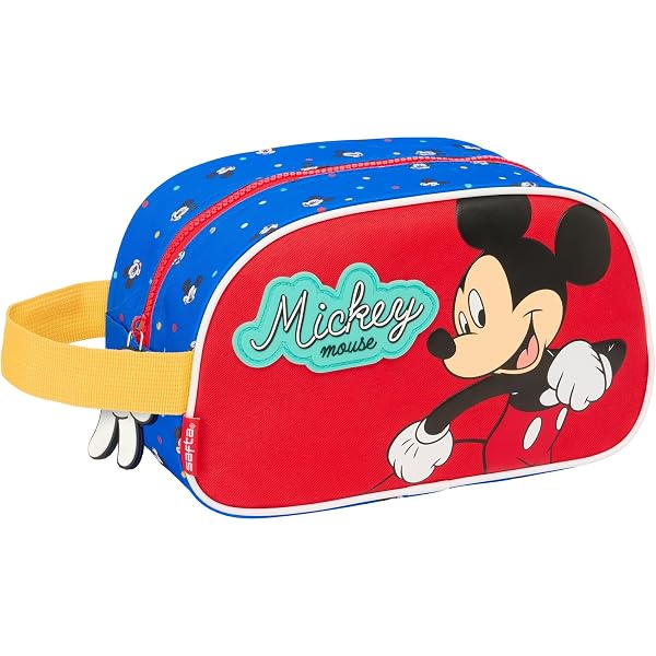Trousse Triple Mickey Mouse Good Day - Pour école, Voyages - Polyvalente, Résistante - 21,5 X 8 X 10 Cm - Bleu