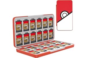 TiMOVO Funda de Tarjetas de Juego y Micro SD Compatible con Nintendo Switch OLED Modelo 2021,Switch & Switch Lite, 24 Cartuchos Estuche de Almacenamiento Portátil para Switch Tarjetas Juego,Poké Bolas