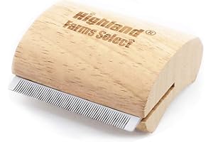 Highland Farms Select Deshedding Grooming Tool for Dogs, Cats & Horses, Ergonomic Design Wood Groom Brush, Professional Pet Groomer, Painlessly Remove for Short & Long Hair, Fur & Dirt - 2.5 Inches