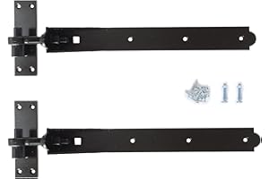 GENERIC Adjustable Gate Hinges Heavy Duty Hook and Band Garden Shed Door in Galvanised or Black (Black, 24" / 610mm)