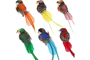 Diyxisk künstliche Deko Vögel, Osterdeko Geschenk, Vogel im 6 Stücke Pack, Frühlingsdeko, Weihnachtsdeko für Garten Urlaub Party Hausdeko (6 Farben)