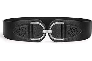 VONMELLI Vintage Belt for Women Stretchy Wide Waist Belt with Thick Buckle Elastic Wide Belt for Dresses and Coats