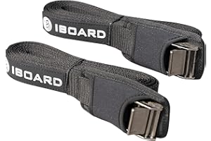iBOARD Lot de 2 Sangles de Tension Sangle Arrimage pour Planche de Surf, Kayak, Paddleboard - Noir - 12.5 Feet de Long
