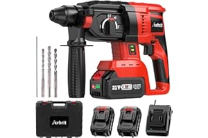 Avhrit 2025 Taladro Percutor a Bateria Actualizado, Martillo Percutor con 2 Baterías de Litio Portátiles (21 V), Motor sin Escobillas, 3 Funciones para Uso Doméstico y Profesional