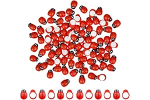 Frdelma Coccinelle Adesivo, 100 Pezzi Mini Coccinelle Legno Piccole Coccinelle per l'artigianato Fai da Te Scrapbooking Party Wedding Decorazione (9 * 12 mm)