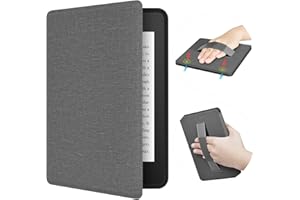 ERUNTO etui dla 7-calowego Kindle Paperwhite 12. gen., Signature Edition i Kindle Colorsoft. Miękkie TPU z paskiem na rękę i magnetyczną obudową z funkcją Wake-up/Sleep.(Szary)