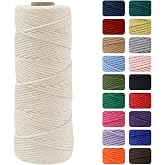 MOMAHUA 2 mm Macrame Thread 100% Cotton, 100 m Off-White Rope for Crafts, 19 Colours More, Cord for DIY, Decoration and Gifts