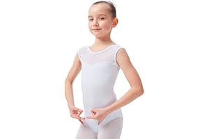 tanzmuster Ballettanzug Mädchen ärmellos - Cora - aus weichem Baumwollmaterial mit Spitzeneinsatz vorn fürs Kinder Ballett
