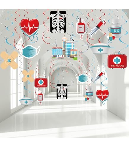 CORFOTO 5x3ft Fabric Cartoon Hospital Backdrop Photography Ambulance Helicopter Nursing School Doctor Office Background Kids Nurse Graduation Party Decorations Photo Shooting Booth Studio Props