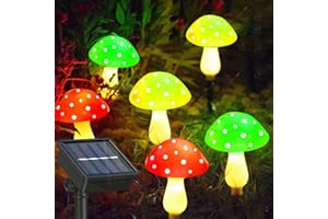 Timiyou Mushroom Solar Lights Outdoor Garden, Garden Ornaments Outdoor, Set of 6 Garden Lights Solar Powered Waterproof, 8 Lighting Modes Mushroom Lights for Lawn Courtyard