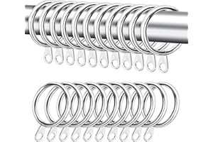 ASIWUJING Metal Curtain Rings for Curtains and Rods, 30 mm Internal Diameter(silver, 40 PACK）…