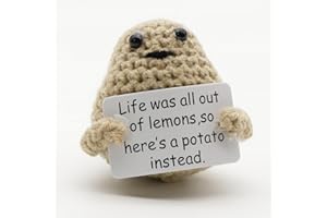 JEZIORO Cute Potato,Funny Emotional Support Mini Handmade Crochet Positive Gifts,Inspiring Knitted Gift,Craft Make Good Luck Gifts,Inspirational Dolls,Holiday Party Plush Potatoes,Novelty Affirmation Hug Toy