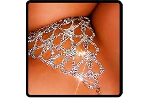 Sethain Boho Catena di biancheria intima con strass Argento Scintillante Amore Cristallo Mutandine bikini Catene del corpo Discoteca Accessori di gioielli per donne e ragazze