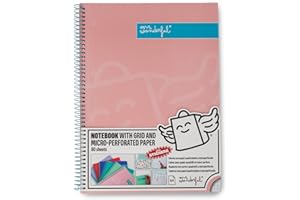 Mr. Wonderful - Libreta A4 Rosa - Hojas de Cuadrícula y Microperforadas - 80 páginas - Tapa Extradura - Encuadrenación en Espiral - Incluye pegatinas