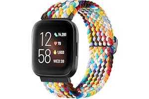 Oielai Braided Loop Strap Compatible with Fitbit Versa 2 Strap/Fitbit Versa Strap, Adjustable Elastic Sport Band for Fitbit Versa 2 / Versa/Versa Lite for Women Men