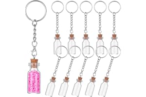 HJZHII 10 stycken mini glasflaskor nyckelring, 3 ml önskeglas nyckelring med kork små glasflaskor glasrör för gör-det-själv h