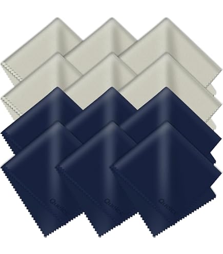 14 Chiffons Microfibre 15x15 Cm - Pour Lunettes, écrans, Objectifs - Lavables Et Réutilisables - Noir Et Gris - Doux Et Anti-rayures