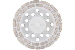 BOXTEC Plateau de ponçage diamant qualité supérieure Meule diamantée à double rangée 22,2 mm Pour béton et autre avec un retrait de matériau très efficace