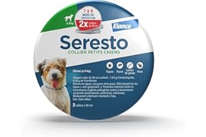 ELANCO Seresto Collier Petits Chiens – 2 Protections anti puces et anti tiques pour petits chiens de moins de 8kg – Collier Seresto pour chien 7 à 8 mois de protection, réduit le risque de leishmaniose –Gris