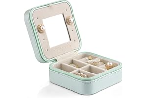 Vlando Travel Jewellery Box Organiser,Small Jewellery Case,Gifts for Women,for Earring, Necklace, Bracelet,Green