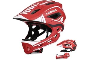 Lixada Casco de Ciclismo para niños, Casco de Bicicleta para niños Desmontable Integral. Casco Deportivo para niños para MTB, BMX, Skateboard y Scooter con mentón removible para pequeños Atletas