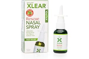 Xlear Rescue Nasenspray mit Xylitol, Oregano und Teebaumöl – Natürliches Salzlösungs-Nasenspray, feuchtigkeitsspendende Nasenpflege für Kinder und Erwachsene, 45 ml (Pack of 2)