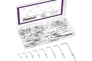 Swpeet 130 st 8 storlekar 1/2 tum 5/8 tum 3/4 tum 7/8 tum 1-1/4 tum 1-1/2 tum vit vinylbelagd L-formade krokar sortimentsats