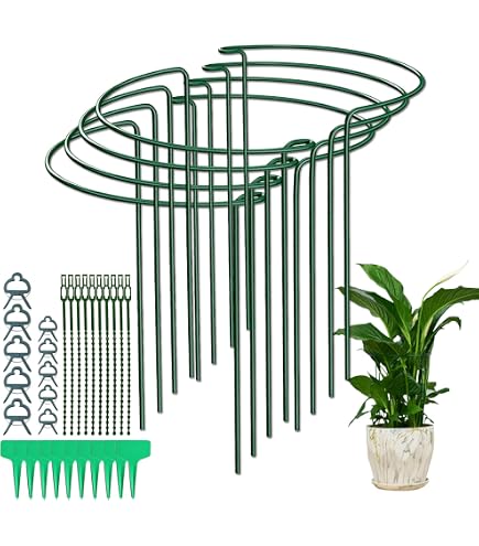 Supports Pour Arbustes TTL GARDEN - Lot De 6, 100 Cm X 40 Cm, Acier Gainé Vert, Avec Bande Velcro - 2