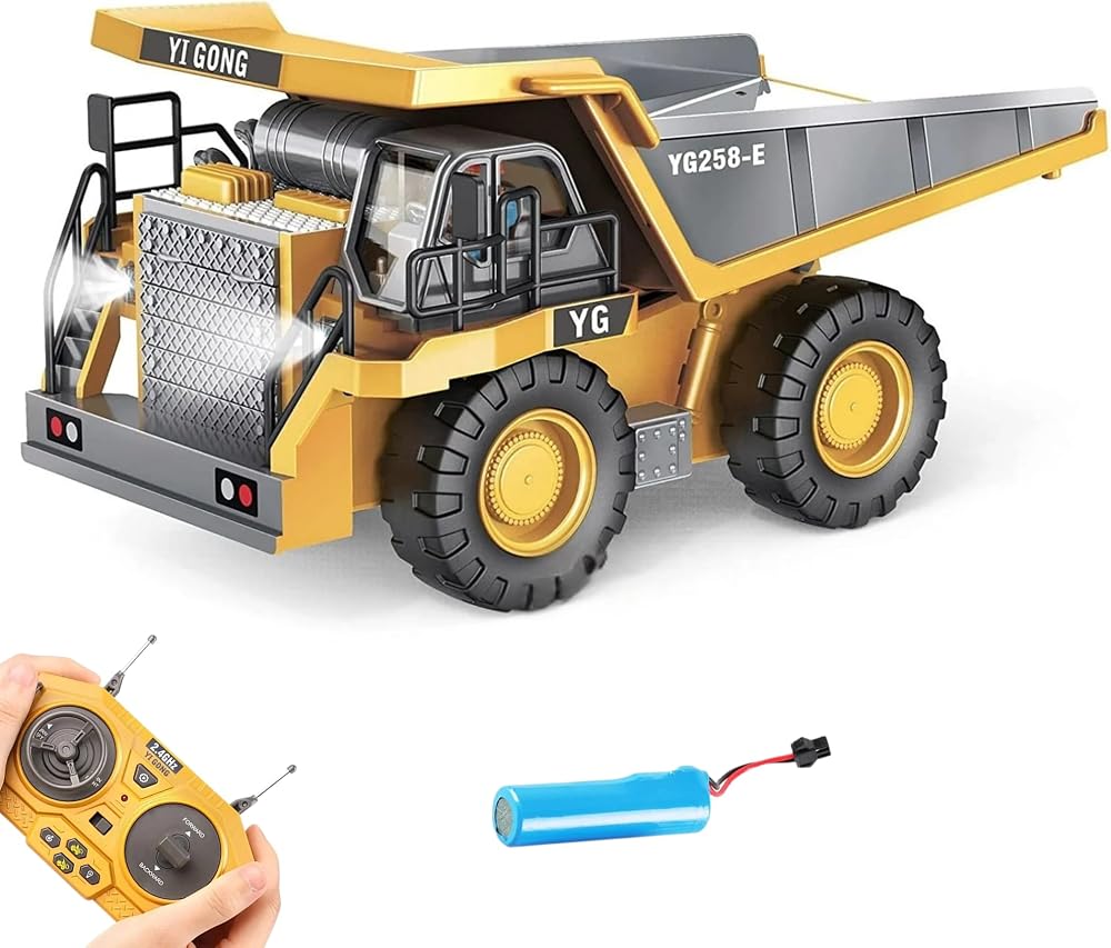 Uzaktan Kumandalı Full Fonksiyon Metal Premium Model Bulldozer, Ekskavatör ve Kamyon 1:16 Ölçek Şarjlı Sesli Işıklı 3 Model (Tam Fonksiyon) (Kamyon)