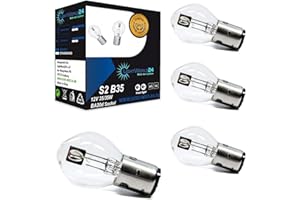 ‎LIGHTWORLD24 WELT DER LICHTER LIGHTWORLD24 4 Stück BA20d S2 35/35W 12V Motorrad Halogenscheinwerfer Superhelle Fernlicht Abblendlicht Roller Moped Motoroller Scooter Bilux Lampe Glühbirnen