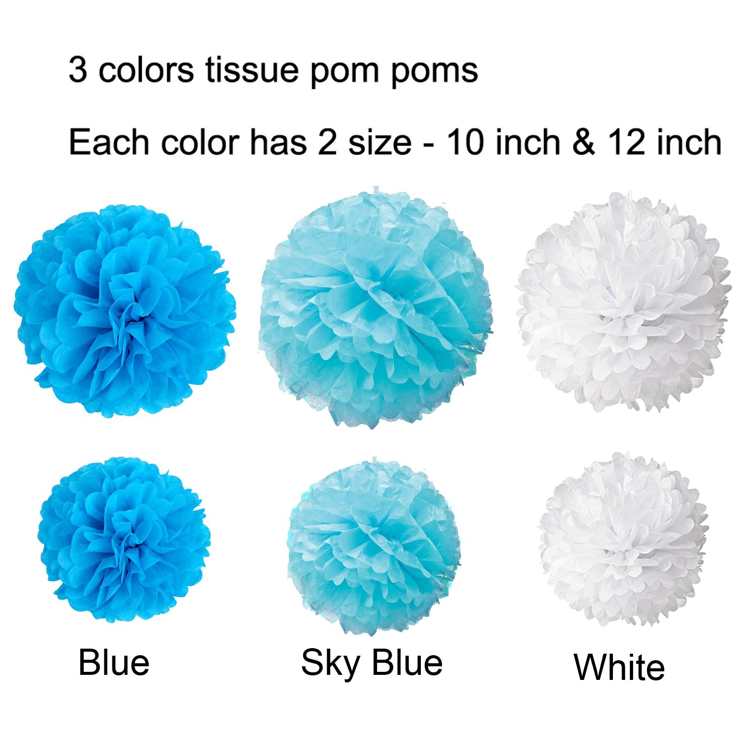 Wartoon 43 Pcs Paper Pom Poms Flowers Tissue Balloon Tassel
