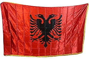 PLMVI Albanische Flagge XXL Premium Qualität 280x170cm aus fein Polyester - Albanien Flagge XXL - Flamuri i Shqipërise XXL me cilësi të lartë 280x170 cm - Albanien Kosovo flagge - Albanian Flag XXL