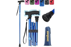 LEYCHVES Walking Stick for Women, Adjustable Folding Walking Sticks for 5.2FT-6.1FT Ladies, 5-Section Different Size Collapsible Cane for Elderly